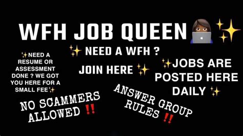 Wfh job queen - Find legitimate work at home jobs from customer service, phone, data entry, research, transcription, chat and more. Subscribe for daily job leads and updates on WAHJobQueen …